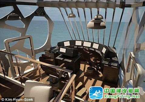 左图为舵手室，右图为船长室，均采用蜂巢晶格设计